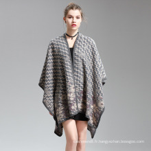 Cachemire Feel Wave impression fantaisie Cape Ston Poncho Châle (SP295)